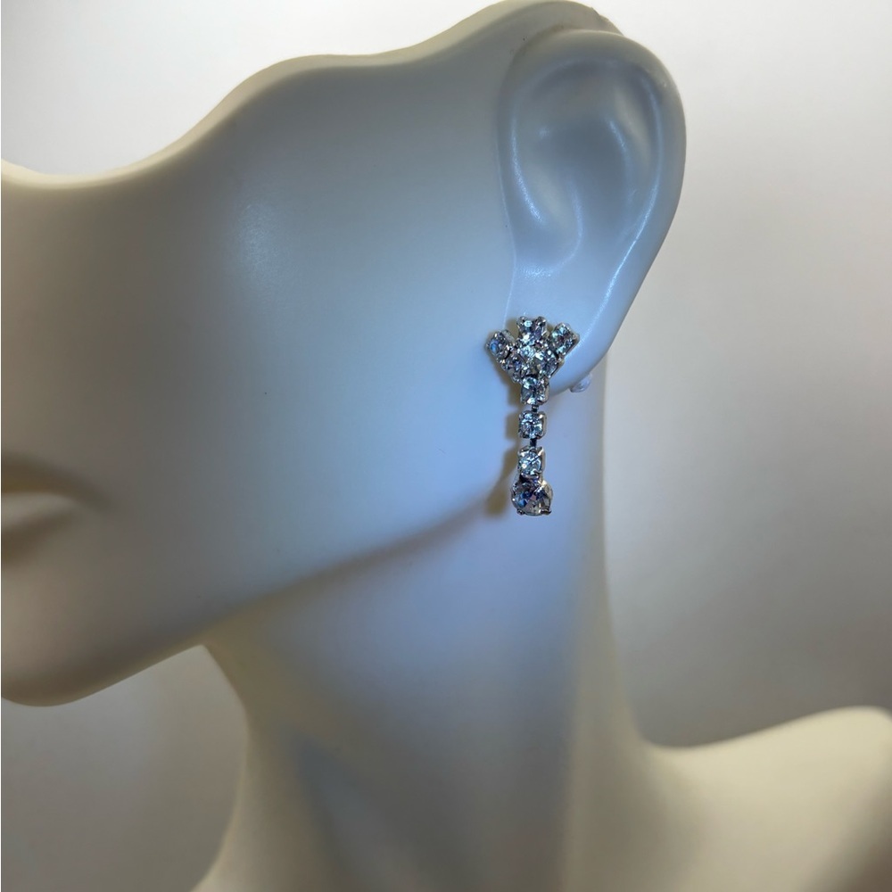 Vintage 50s Rhinestone Art Deco Style Drop Earrings